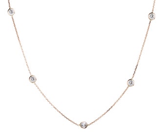 Topaz Bezel Rose Gold Jewelry, Diamond by the Yard Necklace