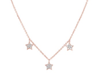 Diamond by the Yard Necklace, Diamond Station Necklace, diamond star necklace, layered necklace, Gold Star Necklace, star charms necklace