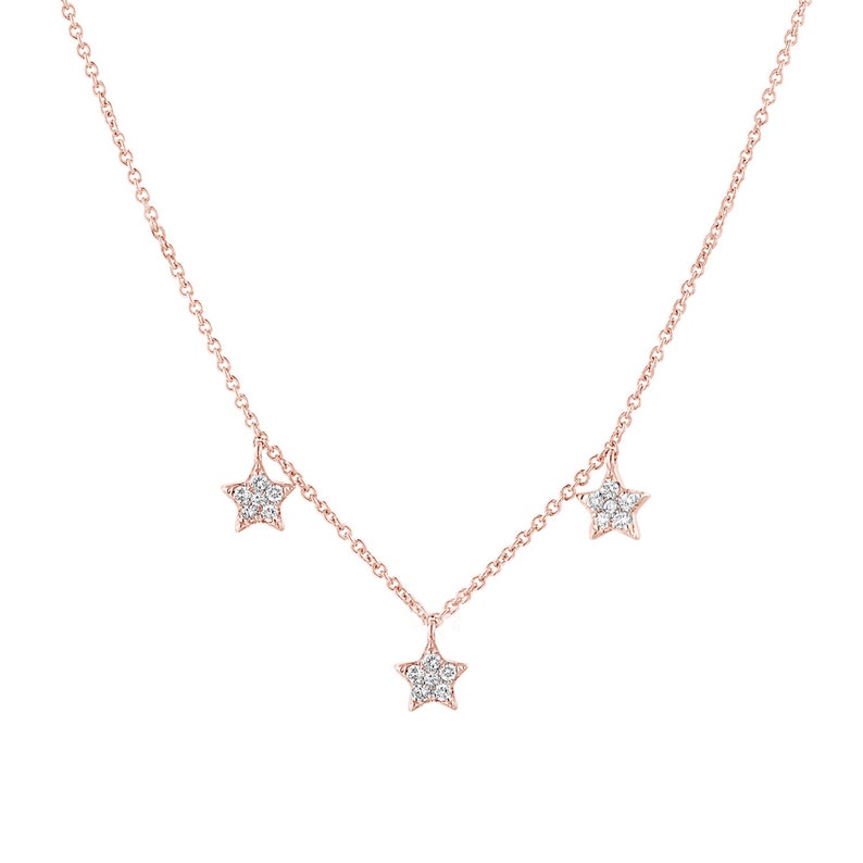 Diamond by the Yard Necklace, Diamond Station Necklace, diamond star necklace, layering necklace, Gold Star Necklace, star charms necklace image 4