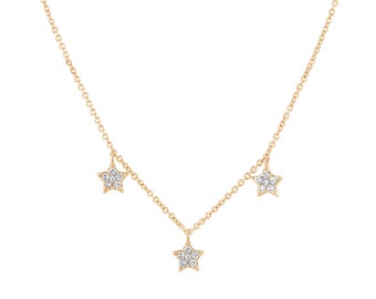 Diamond by the Yard Necklace, Diamond Station Necklace, diamond star necklace, layering necklace, Gold Star Necklace, star charms necklace