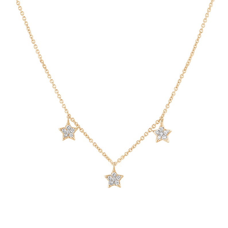 Diamond by the Yard Necklace, Diamond Station Necklace, diamond star necklace, layering necklace, Gold Star Necklace, star charms necklace image 5