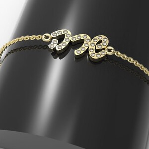 Hebrew name bracelet, Jewish jewelry, Bat Mitzvah jewelry gift, 14k gold diamond name necklace image 7