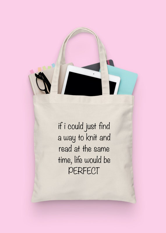 Bag Tote Bag knitting book bag knitting teacher tote bag gift purse travel bag Handmade by SewNeededShop craft tote Gift