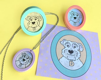 Custom Pet Portrait Necklace, Dog Brooch, Personalized Pet Mini Portrait, Custom Pet Illustration, Dog Mom gift, Pet memorial necklace