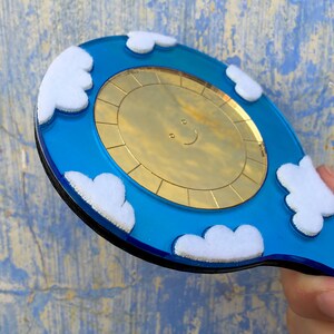 Sun and Moon Mirror, Hand Held Mirror, Makeup Mirror, Aesthetic Mirror, Cute Mirror, Shatterproof, Kawaii Mirror, Funky, Quirky, Unique, Fun Fluffy Clouds