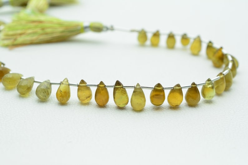 Beautiful Grossular Apatite BeadsDrop Shape Apatite Gemstone BeadsSmooth Apatite 8Inch StrandFor Making JewelryGrossular ApatiteW-1857