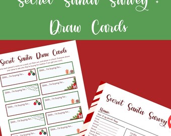 Secret Santa Survey & Draw Cards Printable | Holiday Gift Exchange Game | Christmas Party Office Family Coworker Classroom PDF