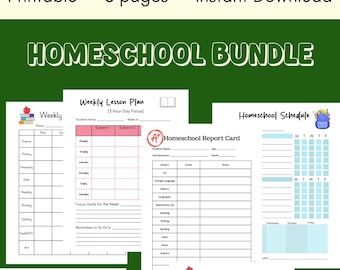 Homeschool Planner Bundle: Printable Lesson Plans, Schedules, Grade Logs (PDF Download)