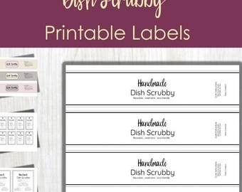 Printable Dish Scrubby Labels | Crochet & Knit Packaging (Digital Download)