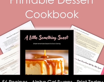 Printable Dessert Cookbook PDF with Alpha Gal Custom Allergy Swaps