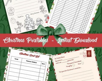 Christmas Planner PDF Bundle: Shopping List, Santa Letters, Card List (Digital Download)