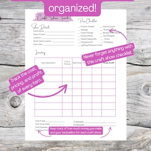 Vendor Event Tracker | Craft Show Organizer Printable | Inventory + Sales Log | Craft Fair Prep Checklist | Instant Download