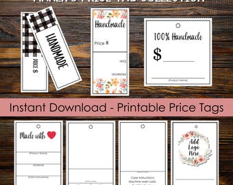 Printable Price Tags Bundle | Logo Ready Hang Tags PDF (Instant Download)