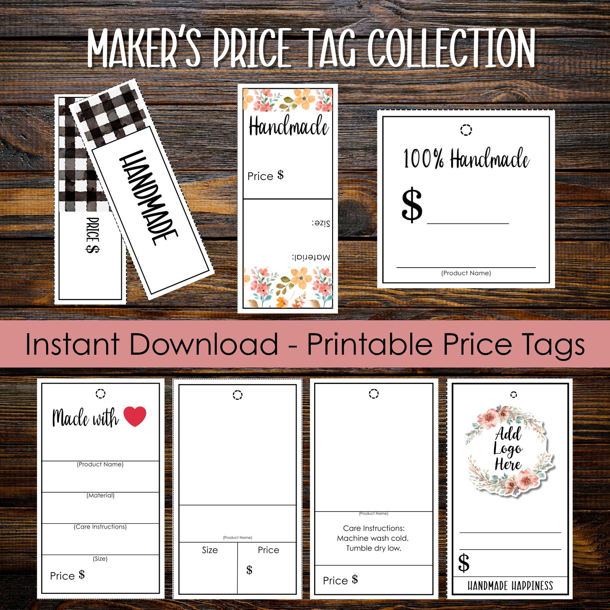 Printable Price Tags Bundle | Logo Ready Hang Tags PDF (instant ...