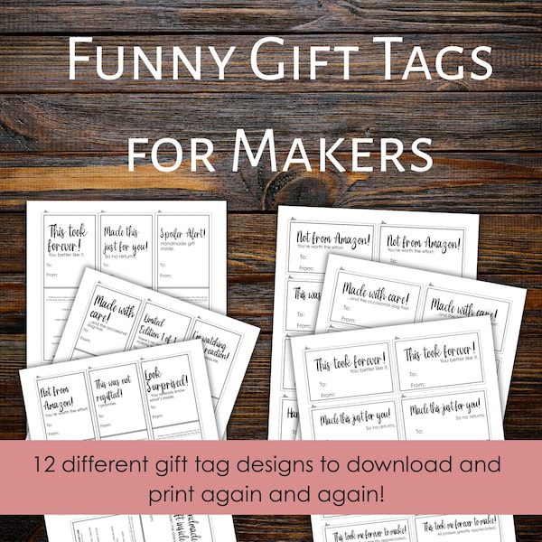Funny Printable Gift Tags for Makers, Knit and Crochet Care Instructions, 12 Handmade Labels