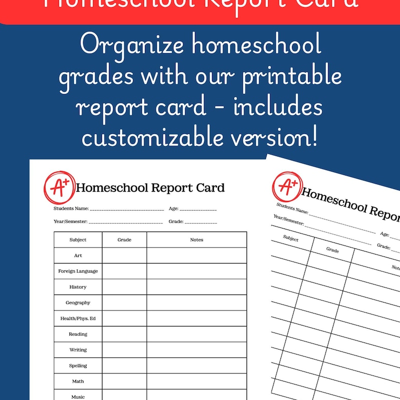 Homeschool Report Card - Etsy