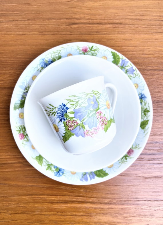 Swedish Vintage Rörstrand Trio Coffee Cup Saucer Small Plate RARE 