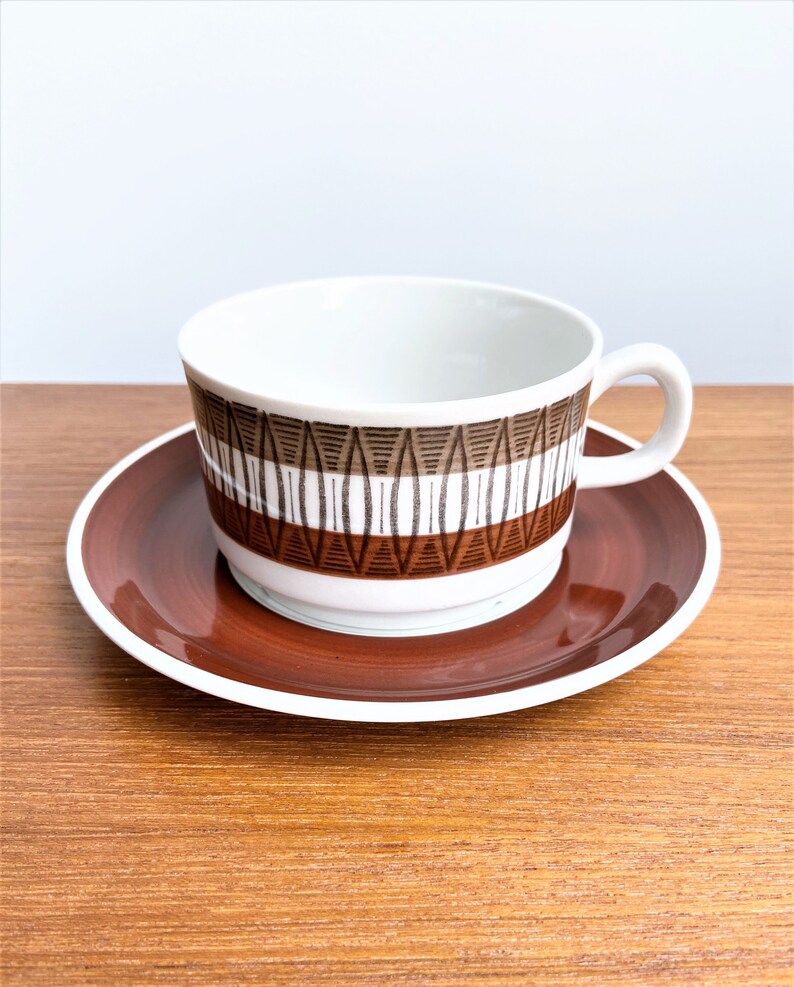 Swedish Vintage Gefle BIG Tea Cup and Saucer set // Lansett // Etsy