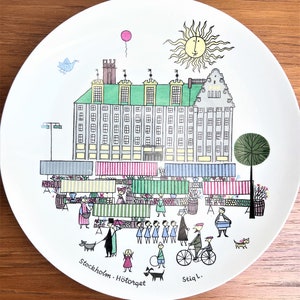 Stig Lindberg RARE Decorative art plate // 1957 // collectible wall art hanging // Haymarket plate // Gustavsberg // Made in Sweden
