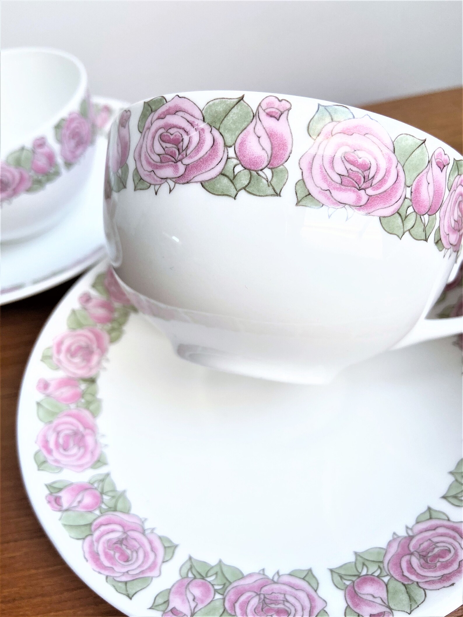 Set of 2 Tornrosa BIG Tea cup 3.8 and saucer // Etsy