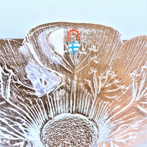 Humppila glass Finland Glass bowl Candle holder Vintage // 1970s // Handmade in Finland // Finnish Glass art // Kitchen Decor with Label on