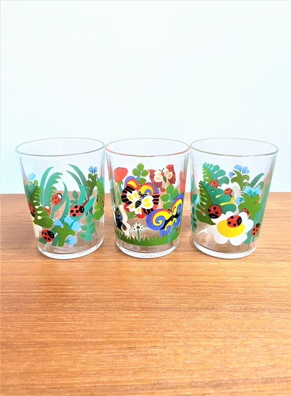 Set of 3 Vintage Kitschy Glassware // Ladybird Bug Butterfly Etsy