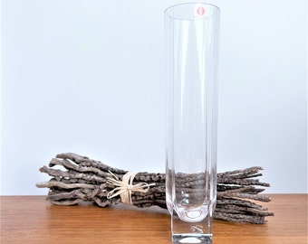 Vintage Iittala Long clear glass vase // Kaj Franck // 1960s // Made in Finland // Arabia Finland with label // Vintage Iittala Glassware