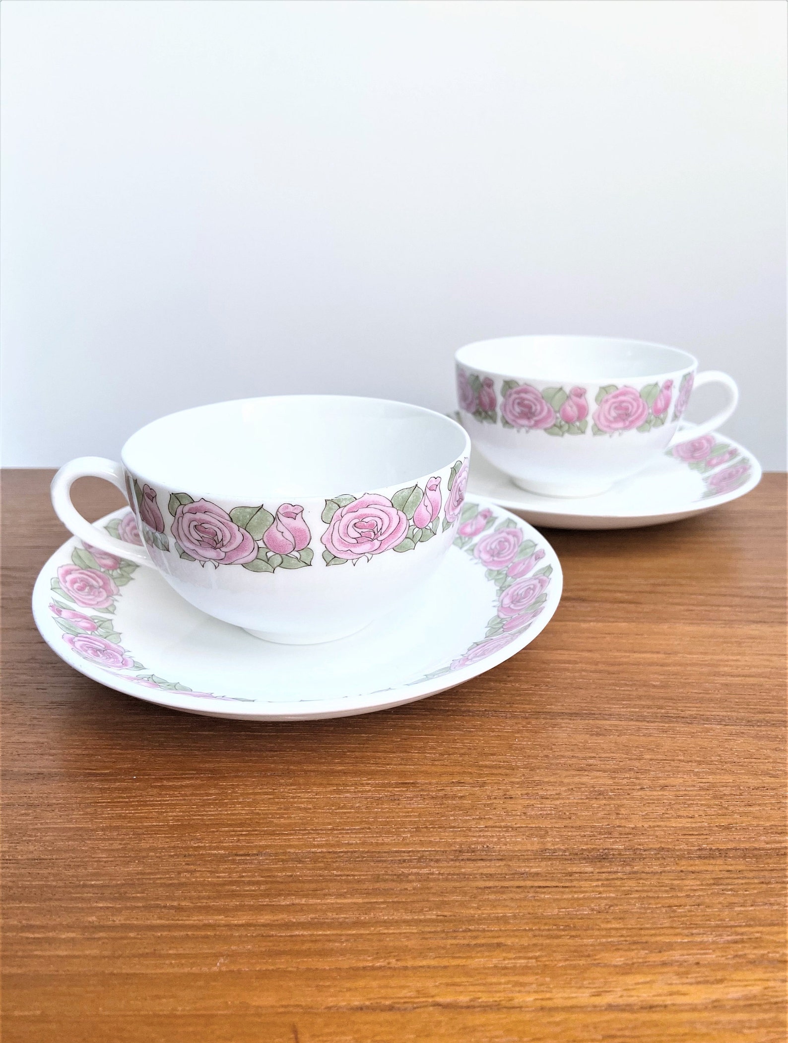 Set of 2 Tornrosa BIG Tea cup 3.8 and saucer // Etsy