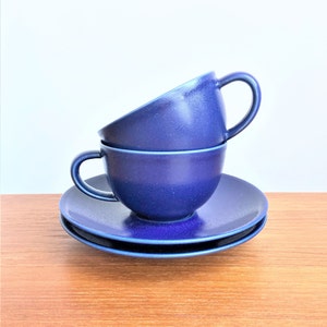 Set of 2 ARABIA Heikki Orvola BIG 3.85" Tea coffee cup and saucer // made in Finland // Arabia Finland // 24H Matte Blue cup set gift idea