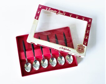 Nilsjohan Mid century modern spoons set in original box // Made in Sweden // 1950s // Vintage Kitchen tool Nils Johan Sweden // Mocca spoon