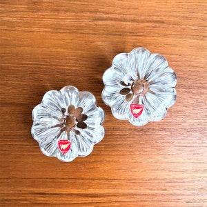 Set of 2 Orrefors Sweden Stella Crystal Candleholders Sven Palmqvist // Made in Sweden // Swedish Vintage Flower shaped candle stick holders