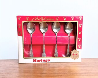 MINT Nilsjohan dessert tea spoons set in original box // Made in Sweden // 1950s // Vintage Kitchen tool Nils Johan Sweden // Mocca spoon