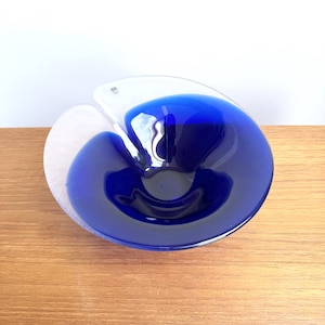 Mats Jonasson Sweden Målerås // Handgefertigte Kristallglasschale Blaue Zauberschale // Made in Sweden // Vintage Wohndeko // Weltweiter kostenloser Versand