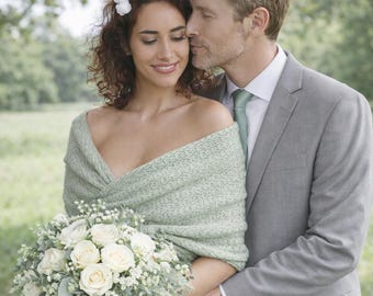 Stola da sposa in maglia: coprispalle da sposa verde salvia, scialle da damigella d'onore, taglie forti disponibili