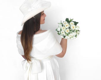 White Knitted Wedding Wrap: Bridal Knit Capelet, Bridesmaid Shoulder Shawl
