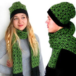 Knitted scarf and beanie, knit wool winter SET, warm scarf and beanie, winter hat and scarf, chunky beanie and scarf for man, SET for woman