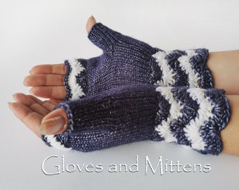 Blue Gloves, Blue Fingerless gloves, Knitted and Crocheted Gloves, Fingerless Hand Warmers, Wrist Warmers, Christmas gift, Gift for Woman