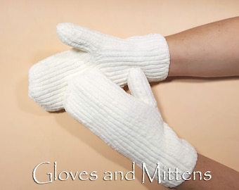 Soft White Mittens Cable Knit Mittens Women Mittens Hand Knitted Wool Mittens Warm Gloves Gift fot Her Gift for Women Off White
