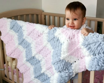 Puffy baby blanket, baby shower gift, newborn blanket, boy, girl, soft and fluffy blanket, knitted blanket, for stroller, for kids, bedding