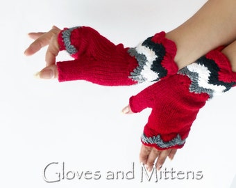 Red Fingerless gloves Red Wrist Warmers Fall Winter Fingerless Gloves Red Gloves Fingerless Knitted Crocheted Hand Warmers Valentine's Day