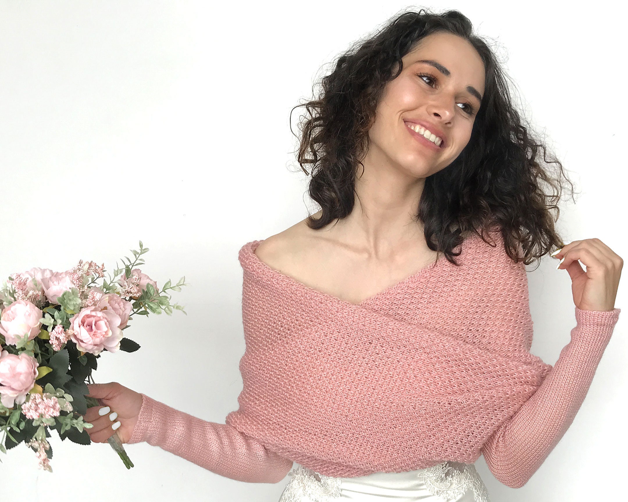 Dusty shop rose shrug