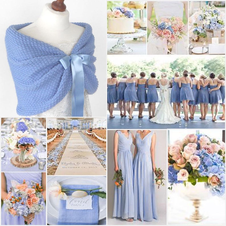 6 SET of 2 3 5 7 8 9 or 10 Bridesmaid Shawl Light Blue Wrap Cover Up Knitted Capelet Cape Bridesmaids Accessories Bolero Stole LOT 4