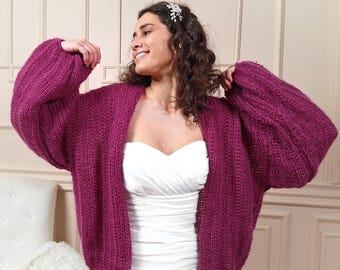 Mohair Cardigan Jacket for Women, Open Front Mohair Sweater