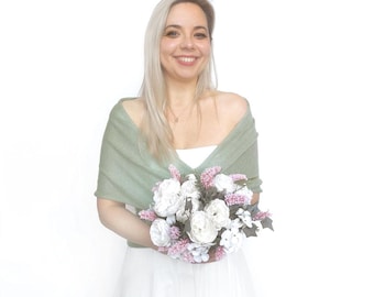 Sage Green Bridal Shawl: Knitted Wedding Cover-Up for Bridesmaids
