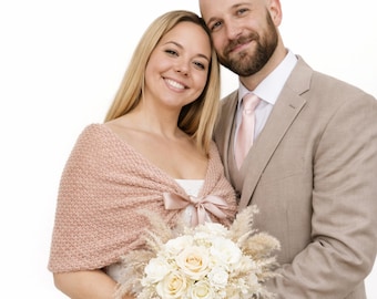 Beige Knit Bridal Capelet: Wedding Wrap, Bridesmaid Bolero, Plus Size too