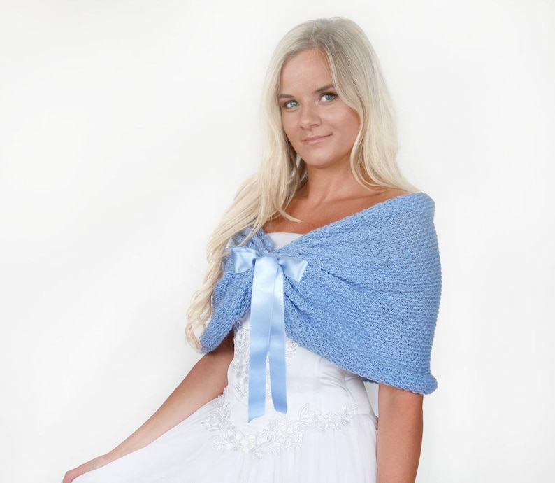 6 SET of 2 3 5 7 8 9 or 10 Bridesmaid Shawl Light Blue Wrap Cover Up Knitted Capelet Cape Bridesmaids Accessories Bolero Stole LOT 4