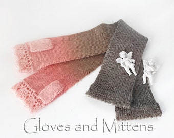 Long fingerless gloves Knitted long gloves Gradient boho knit gloves Wool winter long gloves Arm Warmers Wrist warmers Alpaca wool gloves