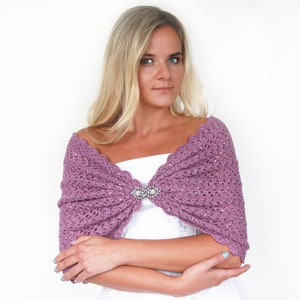 Wedding Wrap Violet, Bridal Cover Up, Bridal Shawl, Wedding Bolero, Lilac Shrug, Crochet Shawl, Lilac Capelet, Bridal Cape, Bridesmaid Shawl