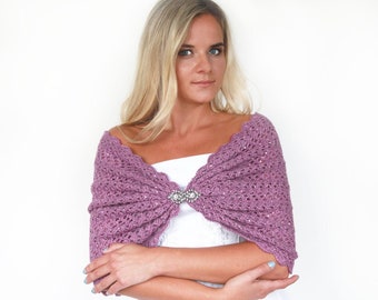 Wedding Wrap Violet, Bridal Cover Up, Bridal Shawl, Wedding Bolero, Lilac Shrug, Crochet Shawl, Lilac Capelet, Bridal Cape, Bridesmaid Shawl