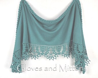 Sage Green Knit and Crochet Wedding Shawl: Bridal Cover-Up, Handmade Stole Wrap for Bridesmaids